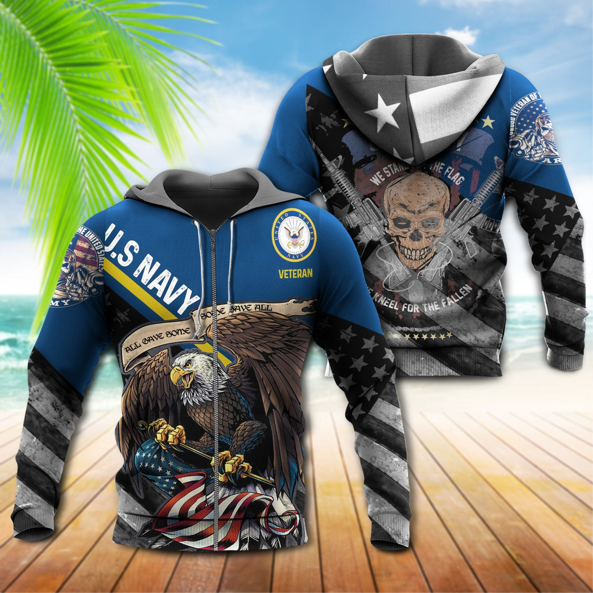 Veteran Navy Eagle Skull Hoodie For Veteran Gatherings Outdoor Trips And Meaningful Gift Giving