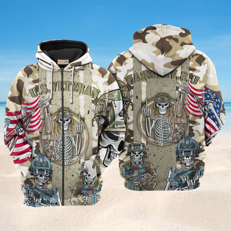 Veteran USA Skull Tribute Hoodie For Remembrance Activities Casual Layering And Travel