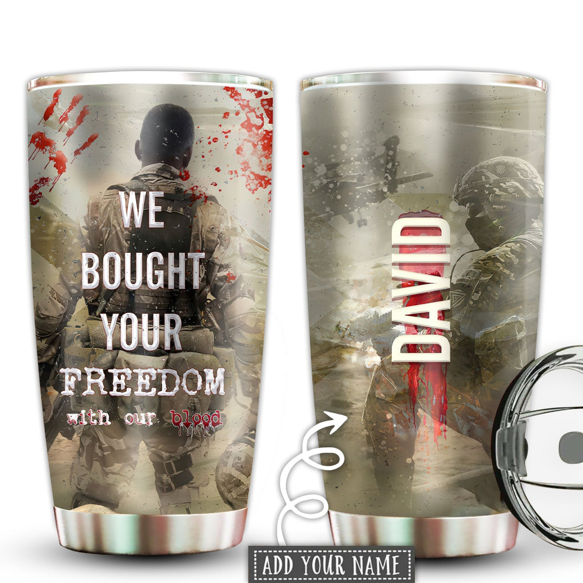 Veteran We Bought Your Freedom Personalized 20 Oz Tumbler For Coffee Travel And Daily Drinks