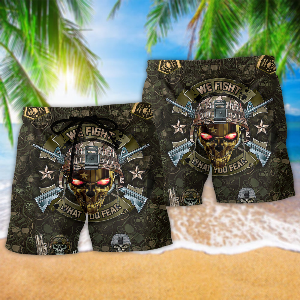 Veteran Strength Courage Beach Shorts Pattern Detail For Seaside Leisure And Distinctive Seasonal Style
