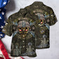 Skull Veteran Fight Fear Hawaiian Shirt For Summer Vacation And Beach Travel