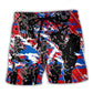 Veteran USA Camo Independence Day Beach Shorts Print Detail For Beach Activities And Vacation Wear