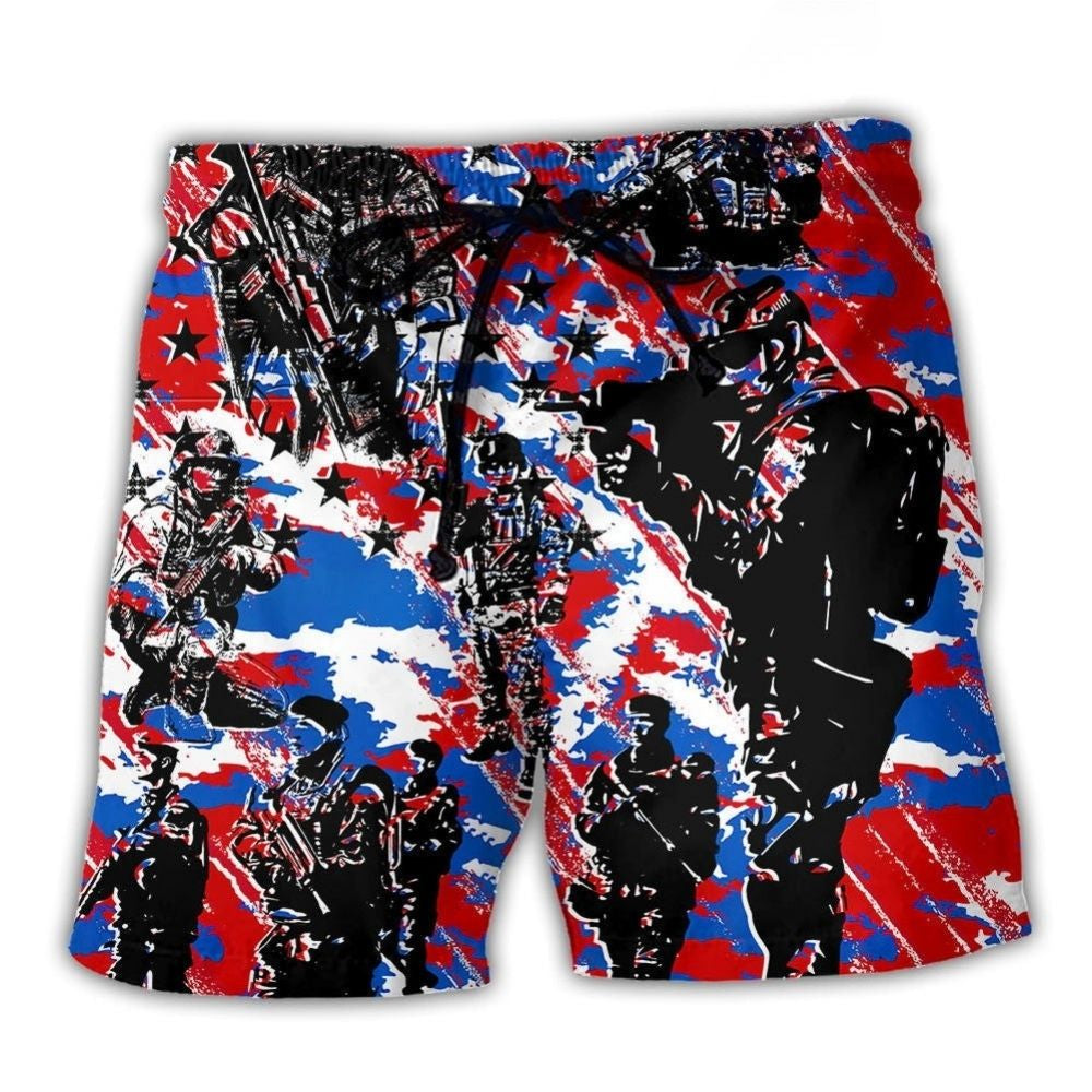 Veteran USA Camo Independence Day Beach Shorts Print Detail For Beach Activities And Vacation Wear