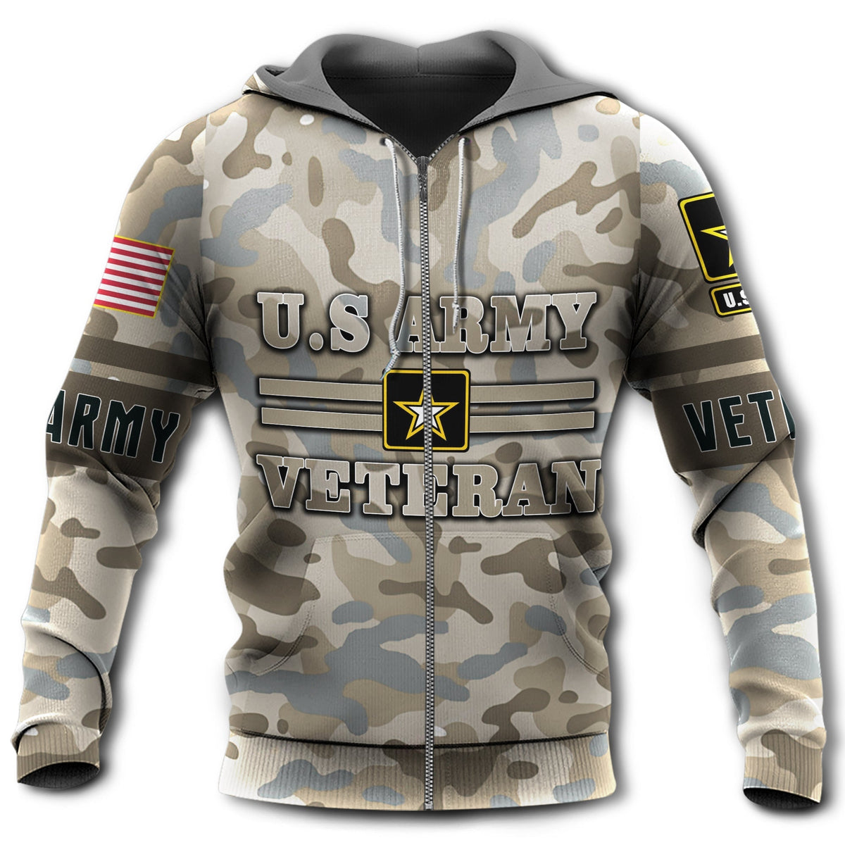 Veteran Military Service Patriotic Pattern Hoodie For Military Families Casual Wear And Respectful Tribute Gifting
