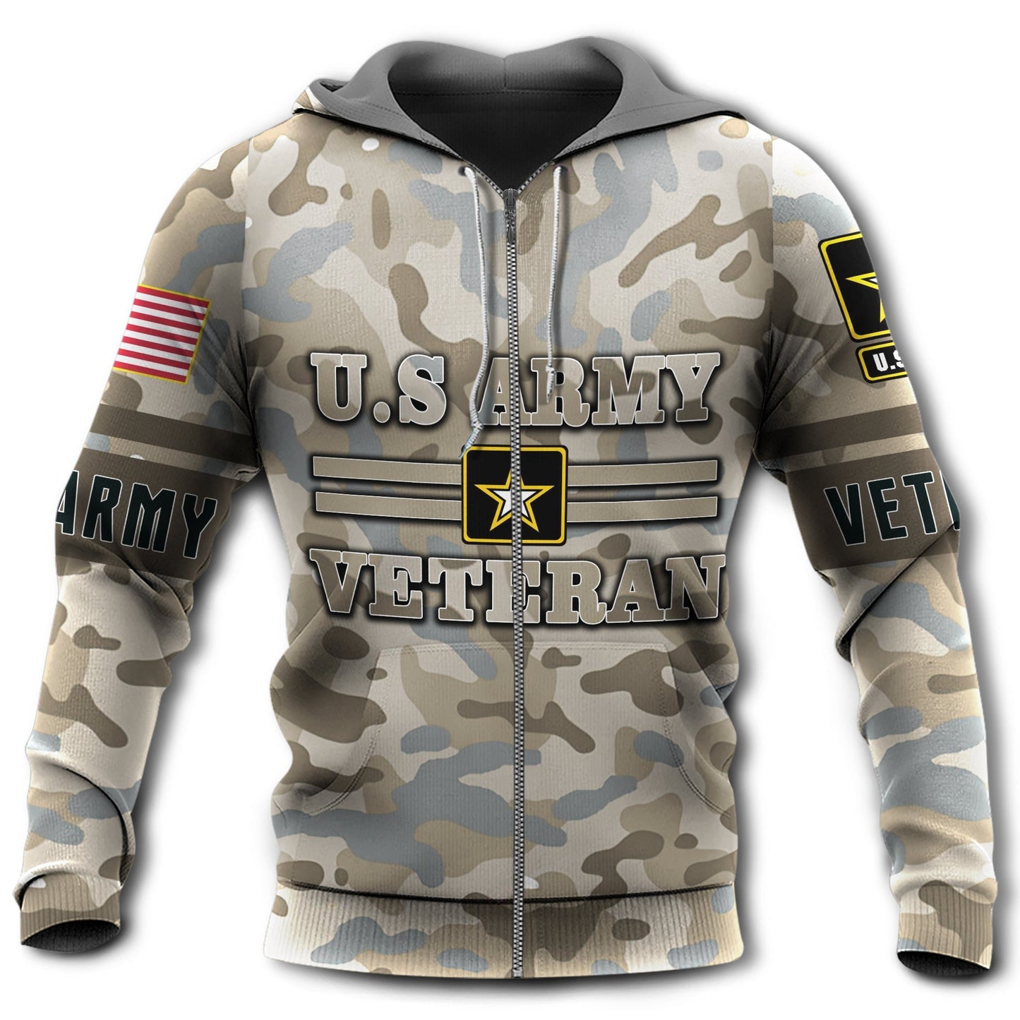 Veteran Military Service Patriotic Pattern Hoodie For Military Families Casual Wear And Respectful Tribute Gifting
