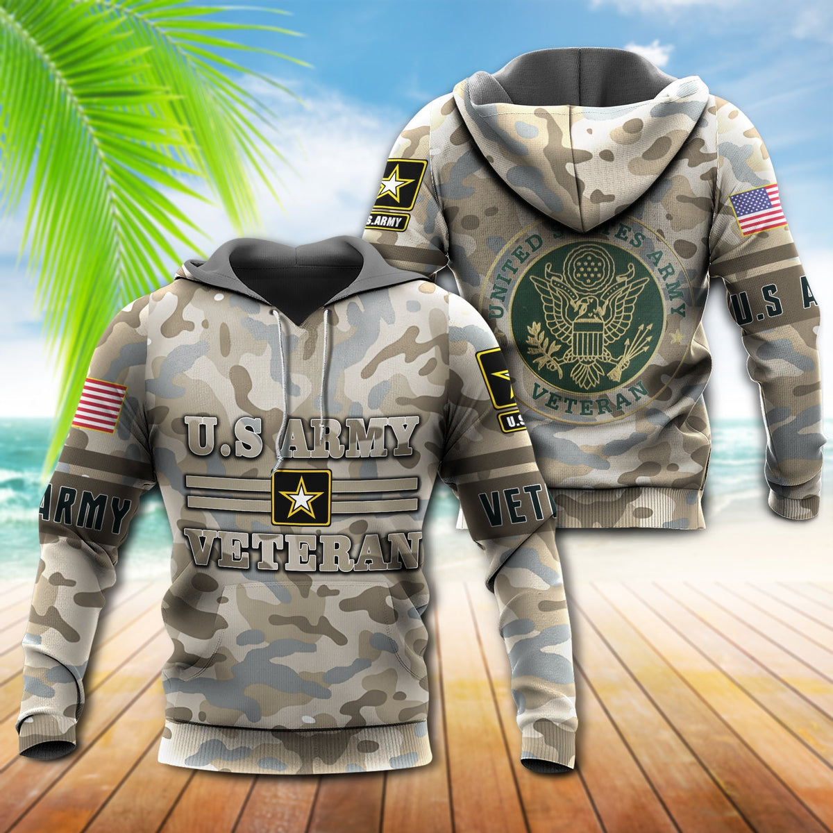 Veteran Military Service Patriotic Pattern Hoodie For Military Families Casual Wear And Respectful Tribute Gifting