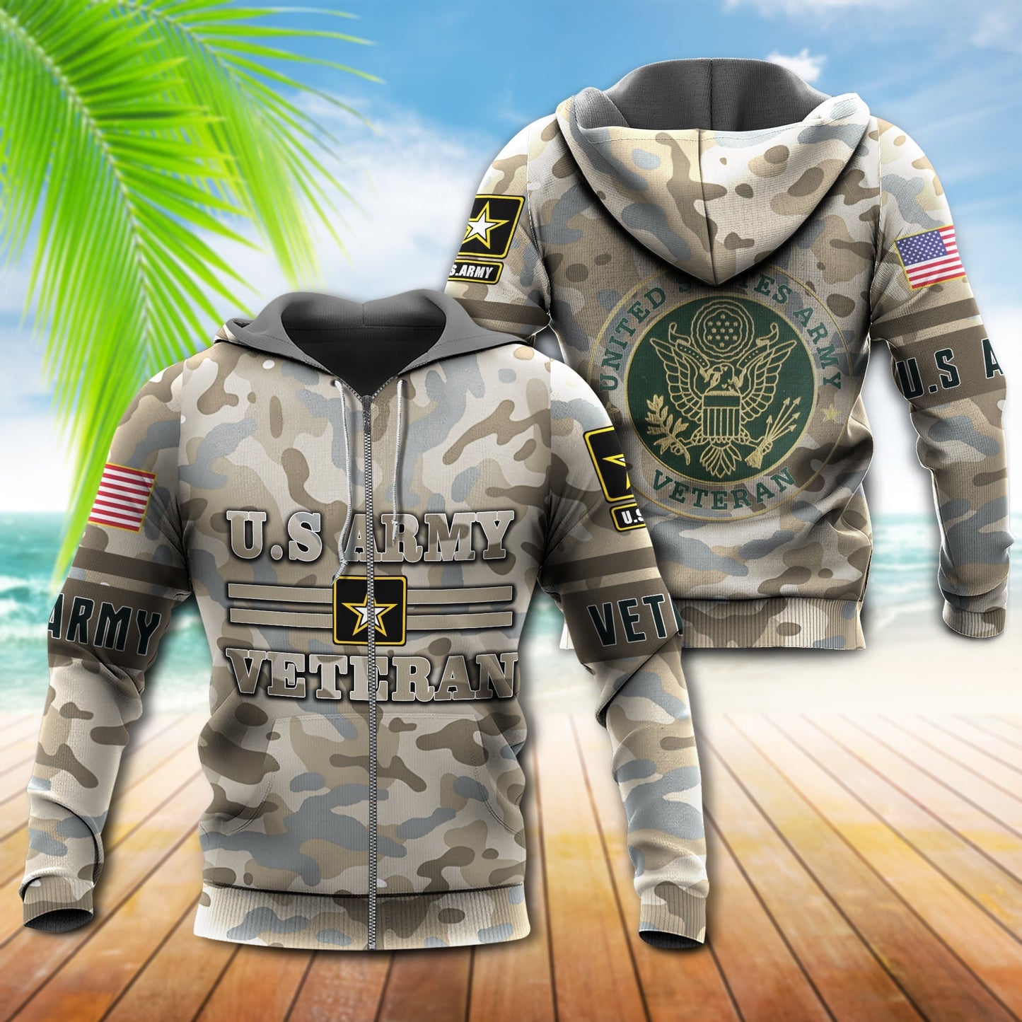 Veteran Military Service Patriotic Pattern Hoodie For Military Families Casual Wear And Respectful Tribute Gifting