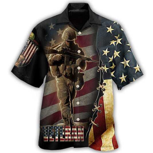 Patriotic American Veteran Flag Tribute Hawaiian Shirt For Island Vacations, Resort Wear, And Relaxed Seasonal Style