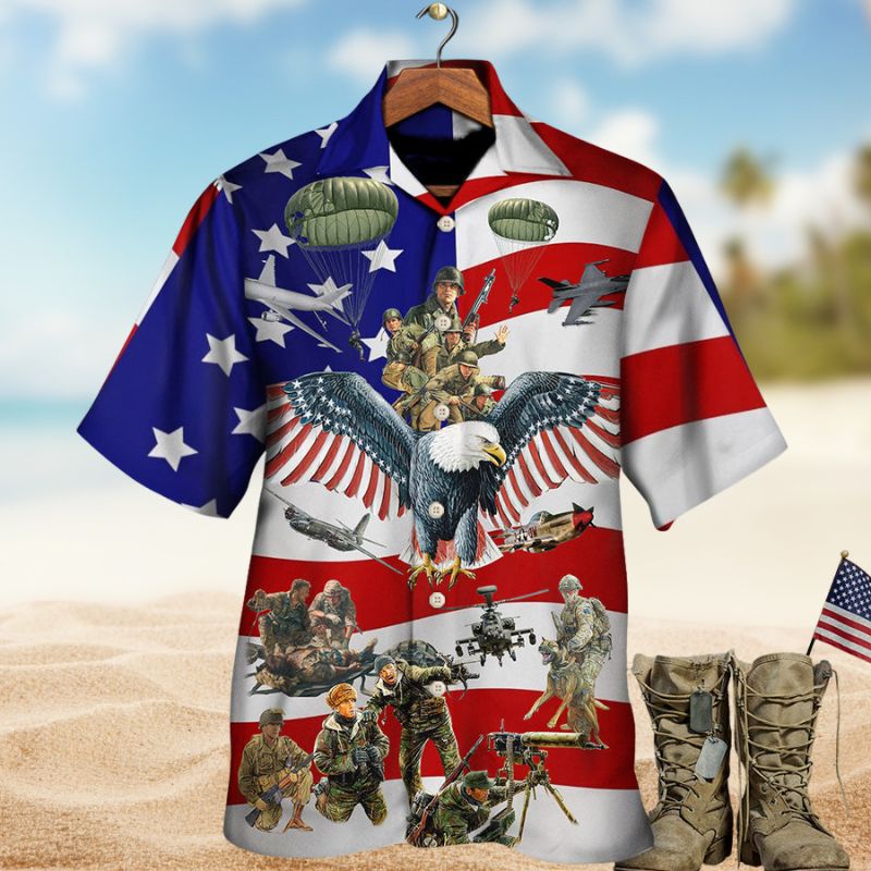 Veterans Creative Pattern Hawaiian Shirt For Tropical Holidays, Outdoor Gatherings, And Everyday Comfort