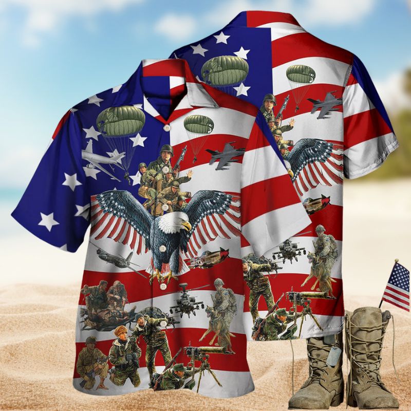 Veterans Creative Pattern Hawaiian Shirt For Tropical Holidays, Outdoor Gatherings, And Everyday Comfort
