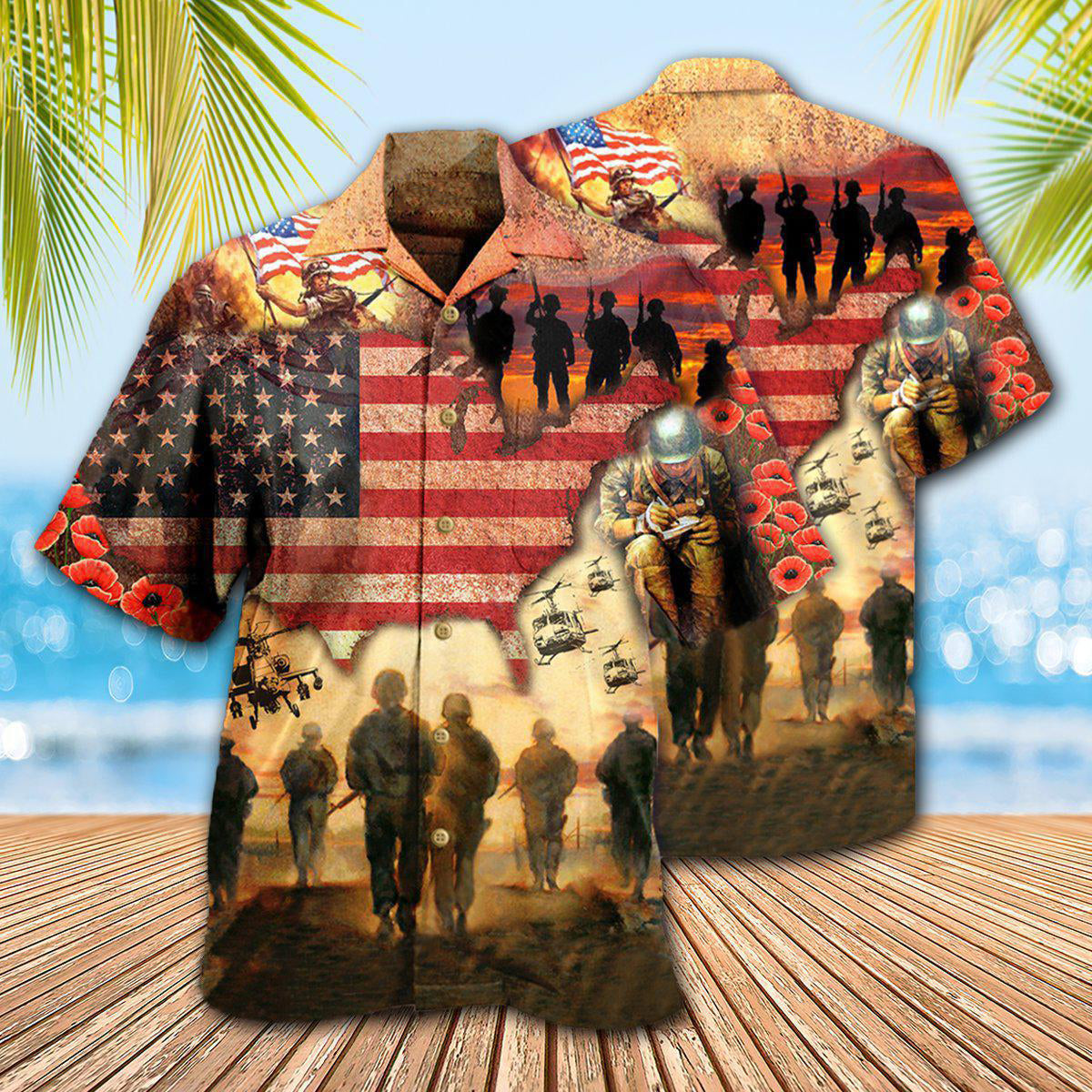 Veteran Blood Sweat Tear American Flag Hawaiian Shirt For Coastal Adventures And Warm Weather Wear