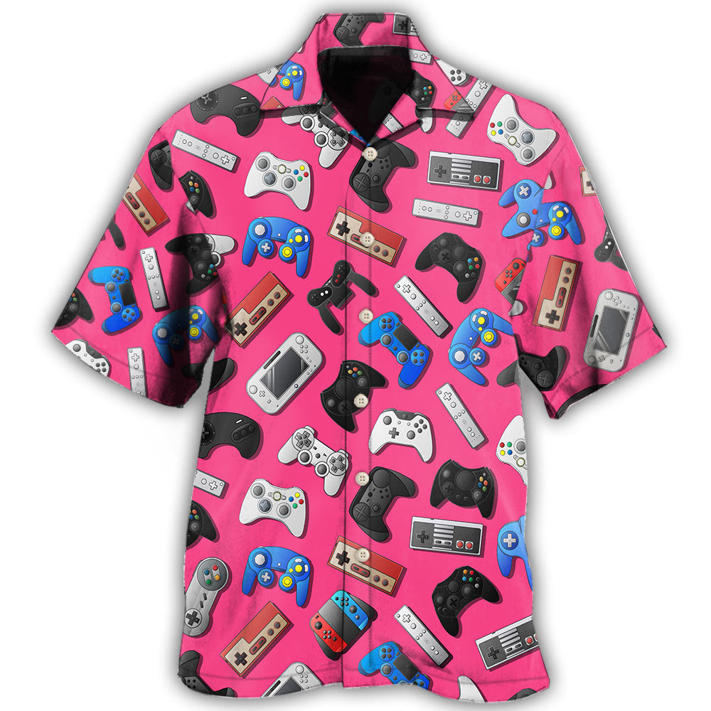 Retro Pink Video Game Hawaiian Shirt For Summer Vacation, Beach Travel, And Casual Wear