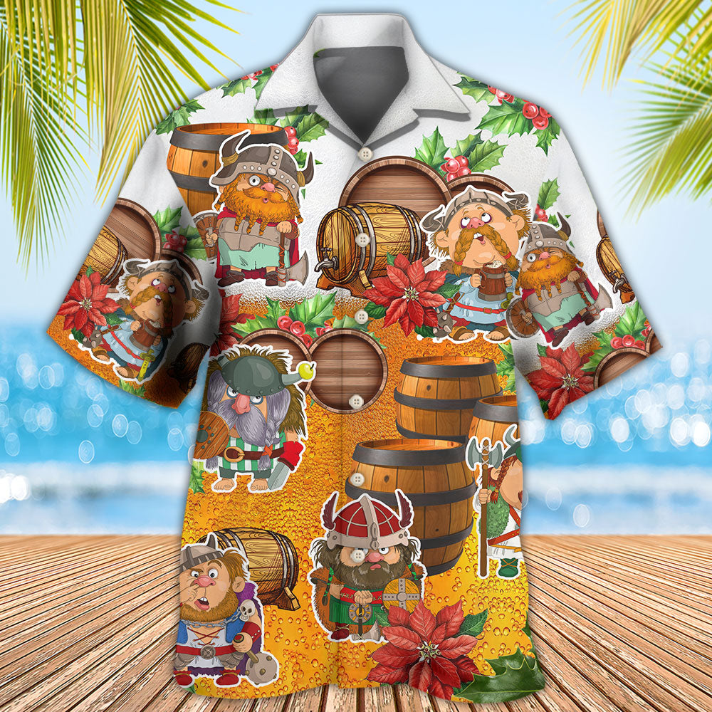 Funny Norse Warrior Beer Christmas Hawaiian Shirt For Poolside Relaxation And Sunny Getaways