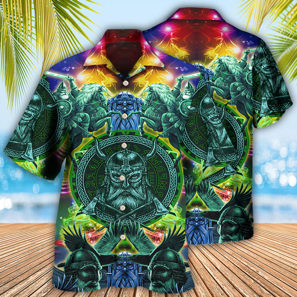 Christmas Green Viking Warrior Hawaiian Shirt With Detailed Graphic For Resort Holidays Beach Travel And Relaxed Casual