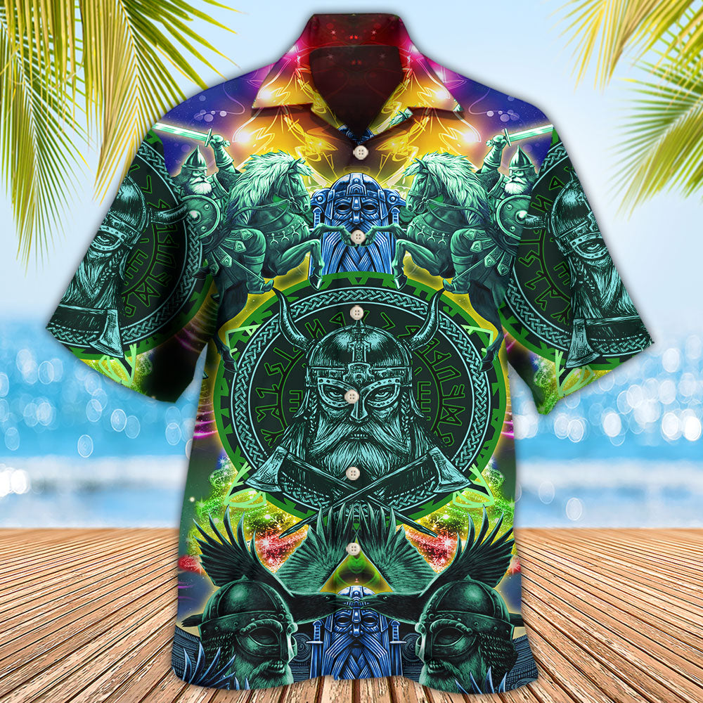 Christmas Green Viking Warrior Hawaiian Shirt With All Over Print For Resort Holidays Beach Travel And Relaxed Casual Fashion