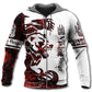 Red White Viking Bear Legend Hoodie For Distinctive Travel Outfits Seasonal Wear And Gift Giving