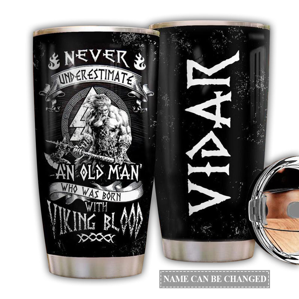 Viking Blood Old Man With Black Personalized 20 Oz Tumbler For Coffee Travel And Daily Drinks