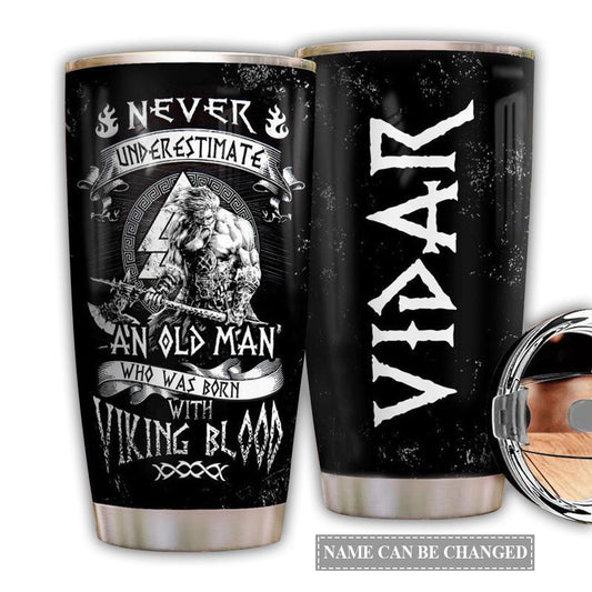 Viking Blood Old Man With Black Personalized 20 Oz Tumbler For Coffee Travel And Daily Drinks