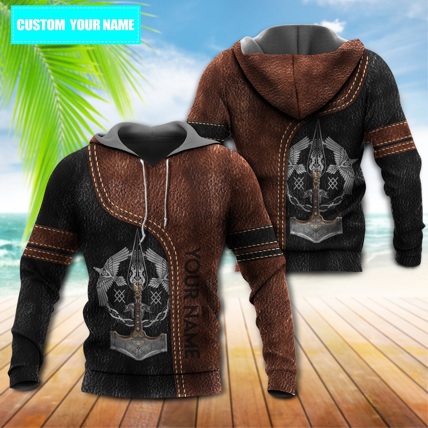 Brown Black Viking Blood Personalized Hoodie For Mythic Casual Outfits Weekend Adventures And Thoughtful Gifting
