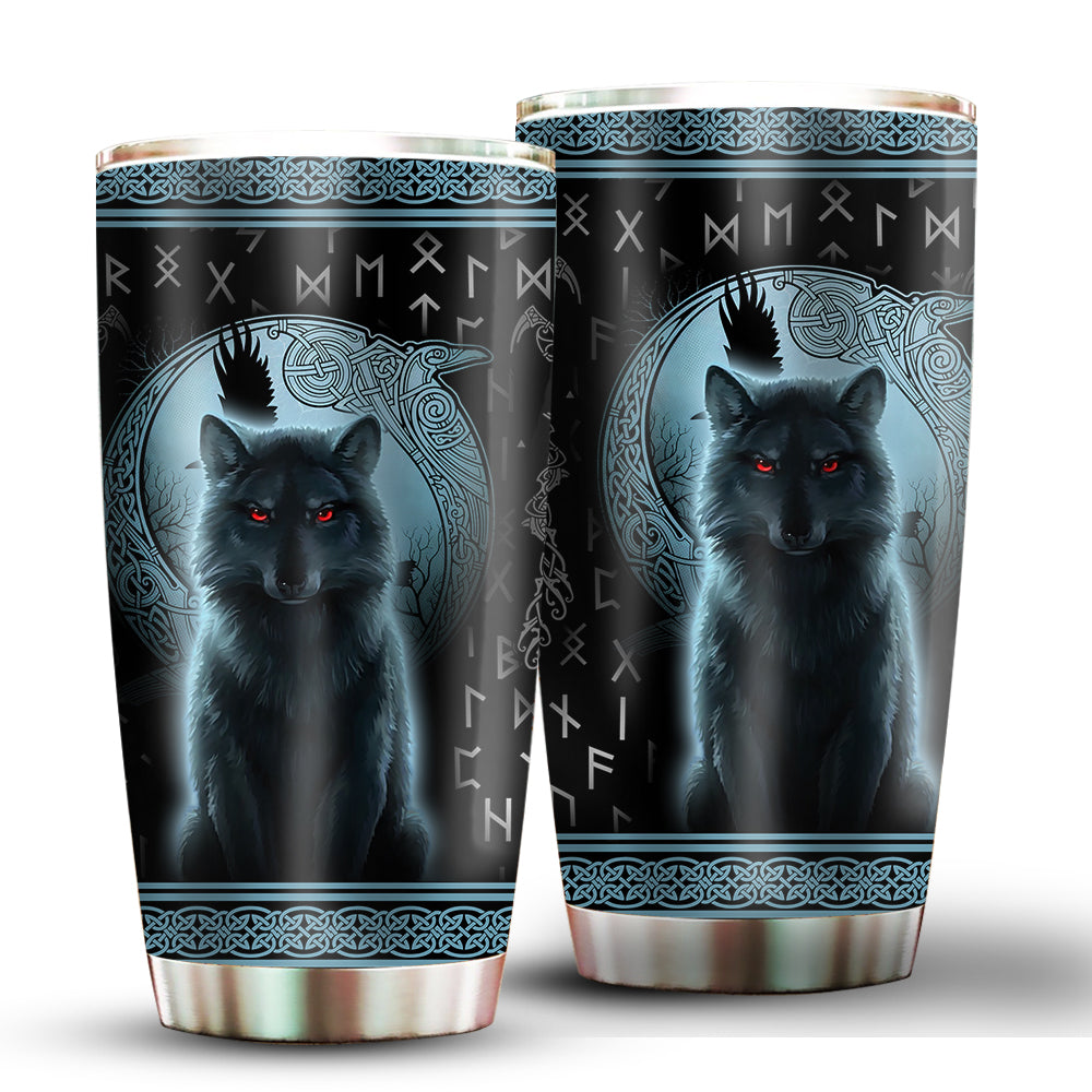 Viking Blue Wolf Dark 20 Oz Tumbler For Coffee Travel And Daily Drinks