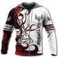 Red White Viking Eikthyrnir Legend Hoodie For Viking Inspired Streetwear Holidays And Thoughtful Gifts