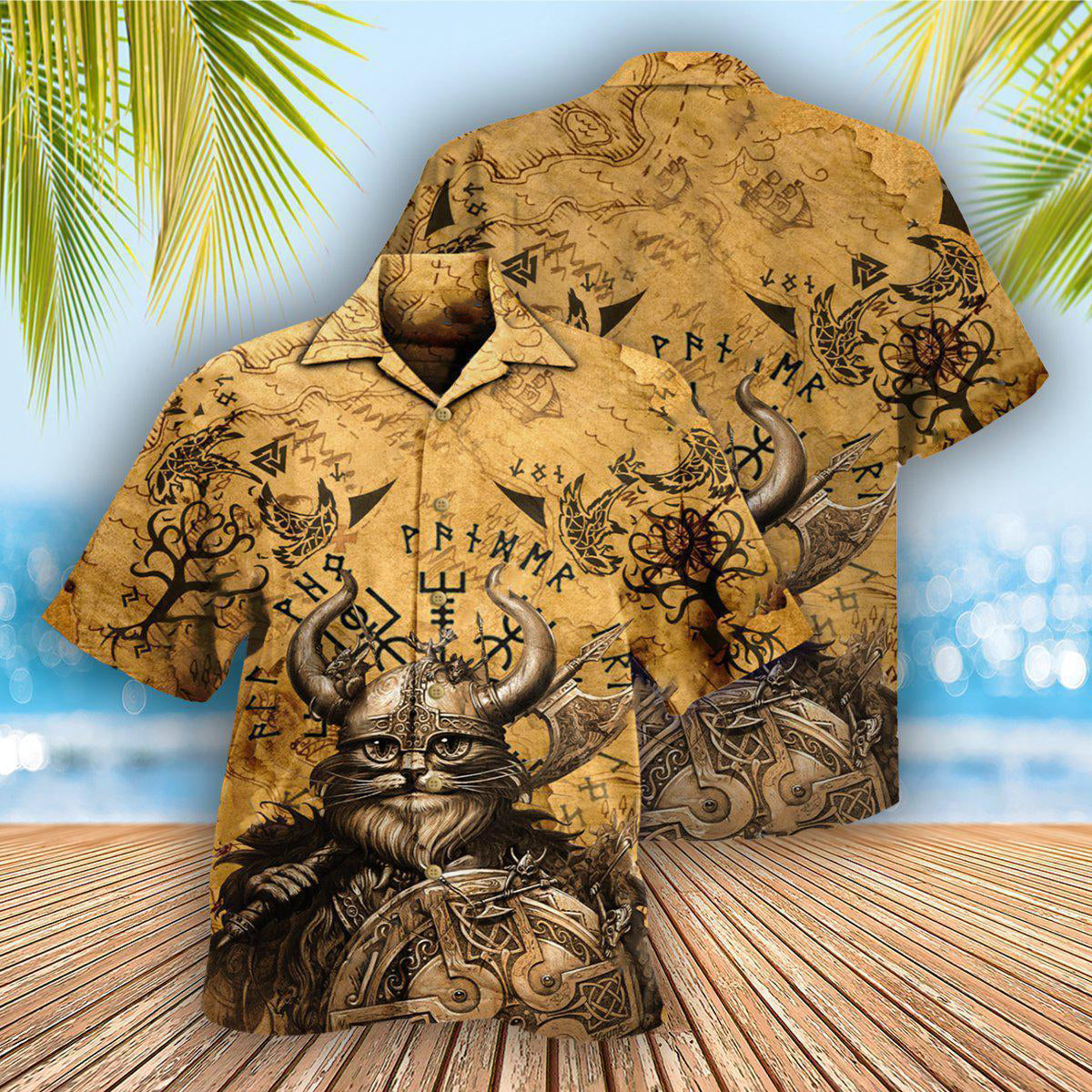 Funny Norse Warrior Meows Valhalla Hawaiian Shirt For Poolside Relaxation And Sunny Getaways