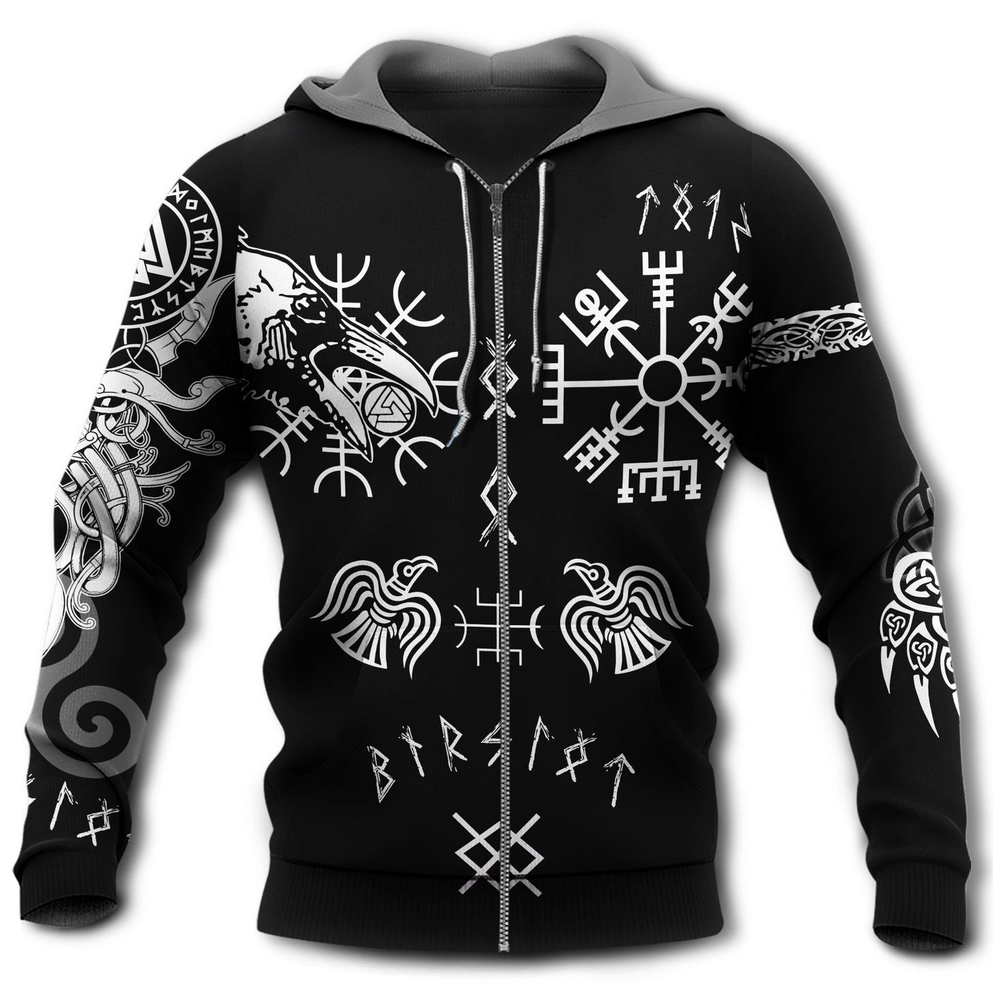 Viking Huginn Muninn Tattoo Hoodie For Mythic Artwork Casual Days And Outdoor Exploration