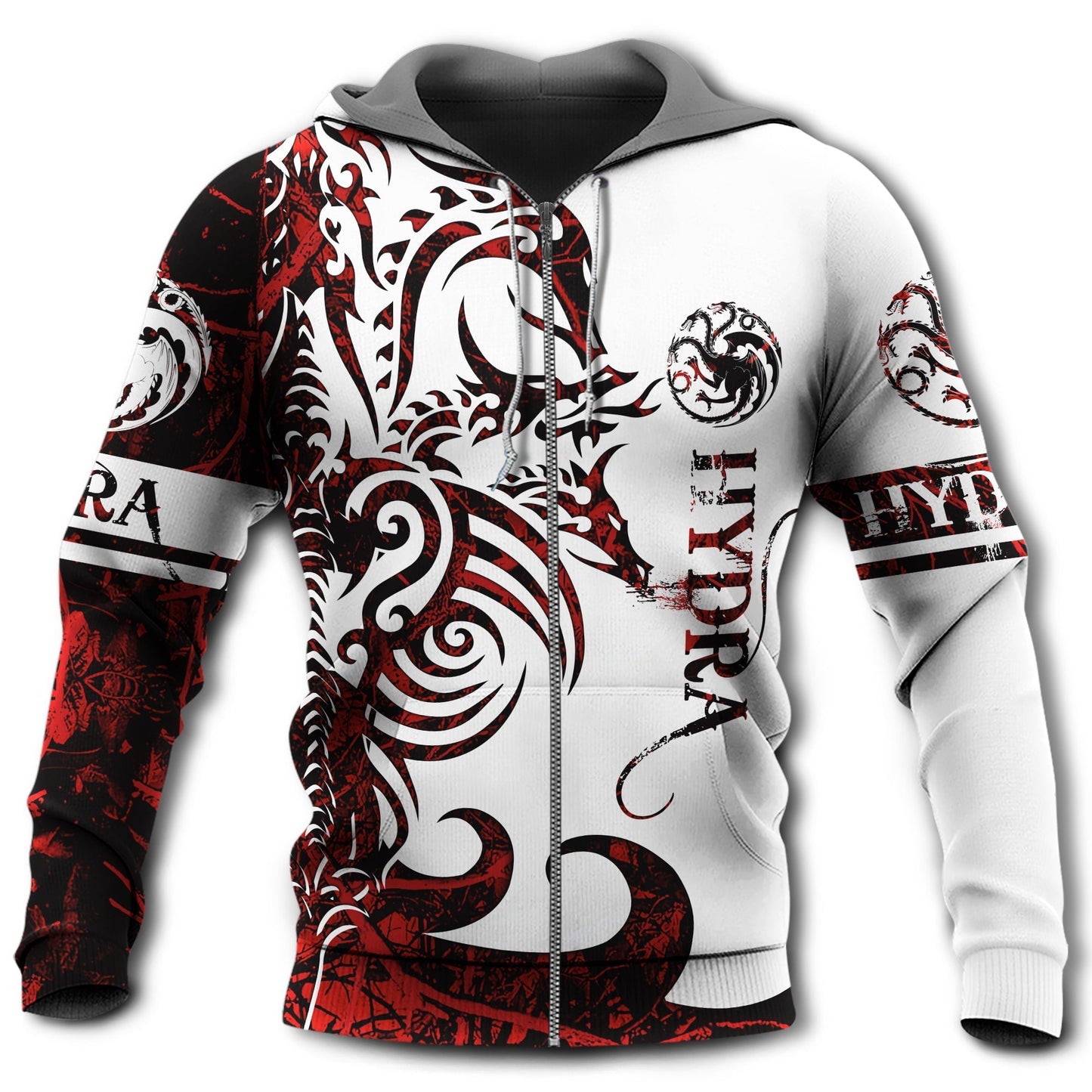 Red White Viking Hydra Legend Hoodie For Outdoor Adventures Travel And Powerful Everyday Styling