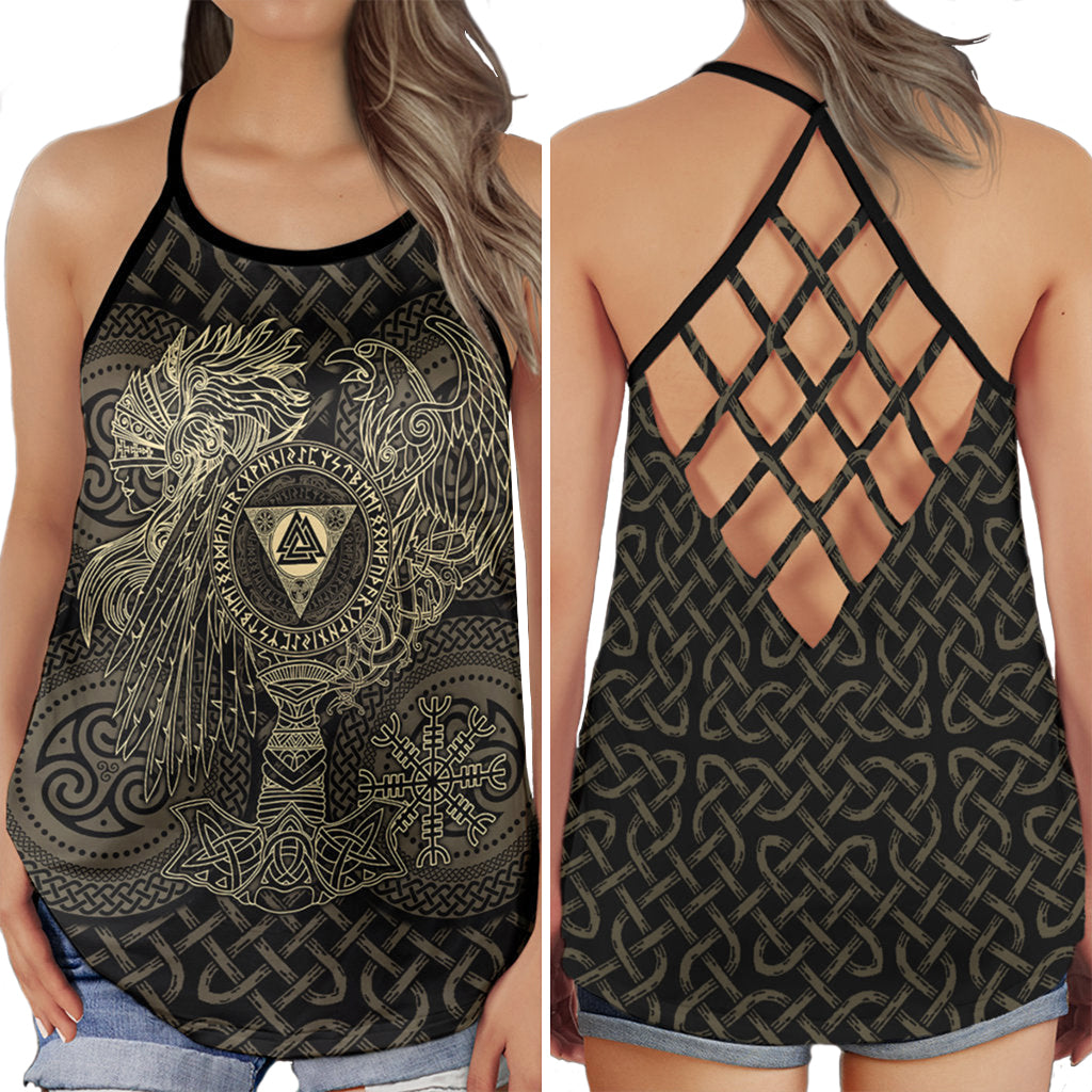 Viking Made Strength Pattern Hollow Tank Top For Workouts Festivals And Bold Style
