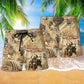 Viking Map War Style Hawaiian Print Beach Shorts For Striking Resort Looks