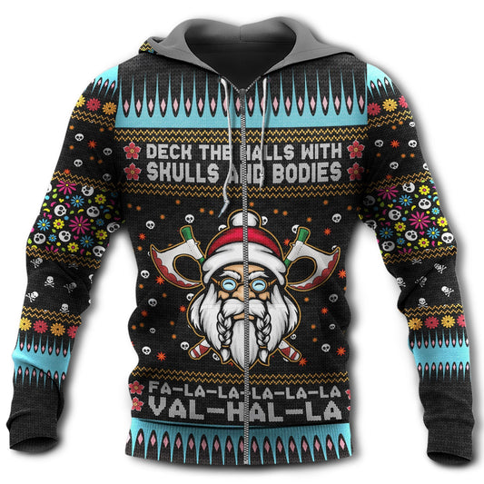 Colorful Viking Christmas Valhalla Hoodie For Festive Streetwear Winter Outings And Christmas Celebrations