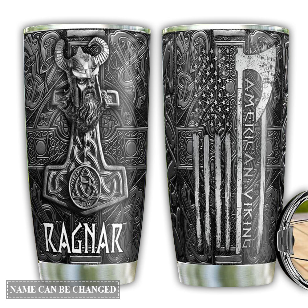 Viking Norse American With Black Personalized 20 Oz Tumbler For Coffee Travel And Daily Drinks