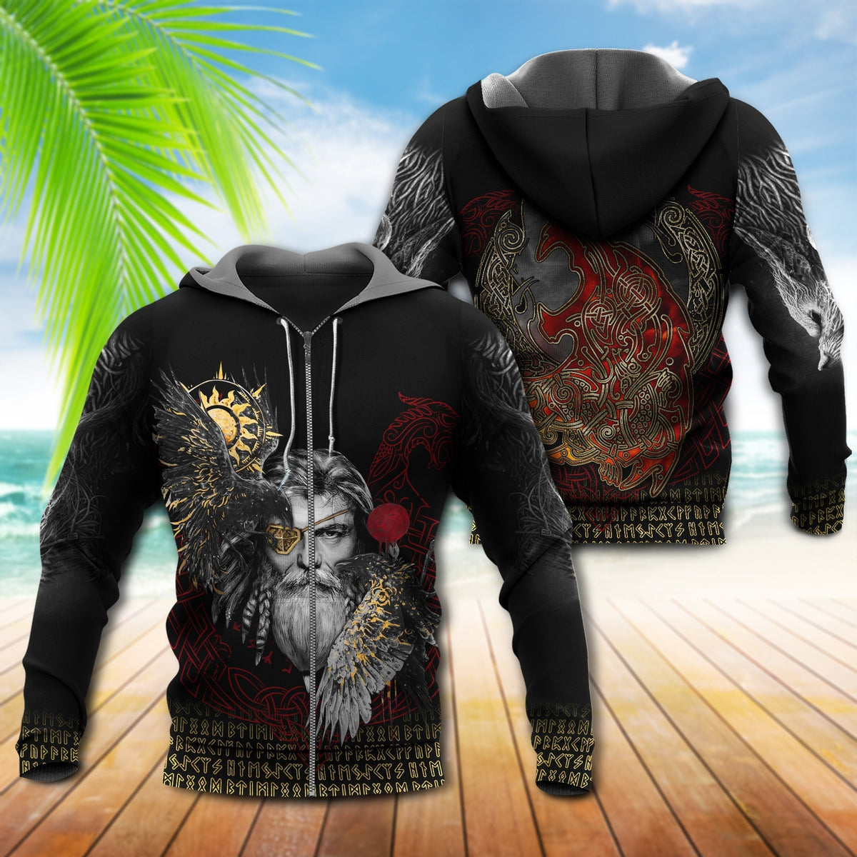 Viking Odin Raven Symbol Hoodie For Mythic Artwork Casual Days And Outdoor Exploration