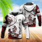 Red White Classic Viking Raven Legend Hoodie For Norse Inspired Streetwear Outdoor Travel And Bold Everyday Style
