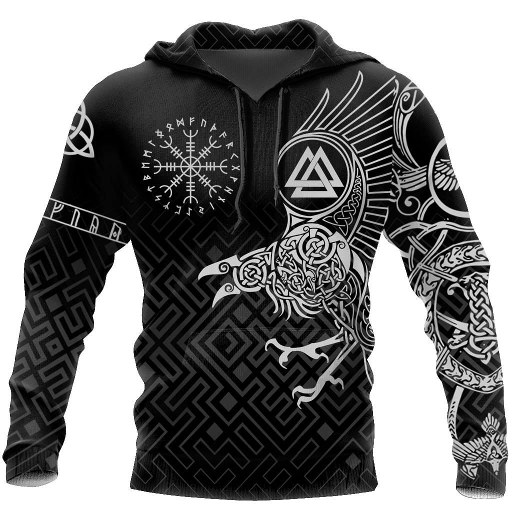 Viking Raven Warrior Hoodie For Norse Inspired Streetwear Outdoor Travel And Bold Everyday Style