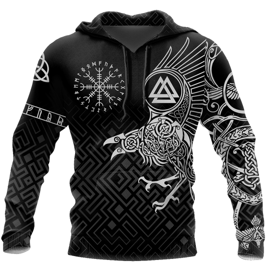 Viking Raven Warrior Hoodie For Norse Inspired Streetwear Outdoor Travel And Bold Everyday Style
