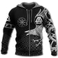 White Viking Raven Warrior Hoodie For Norse Themed Outfits Weekend Travel And Relaxed Comfort