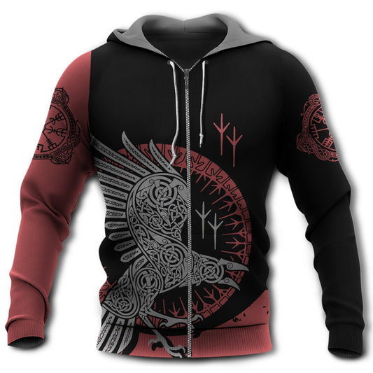 Black Red Viking Raven Hoodie For Bold Casual Wear Seasonal Trips And Myth Inspired Gifting