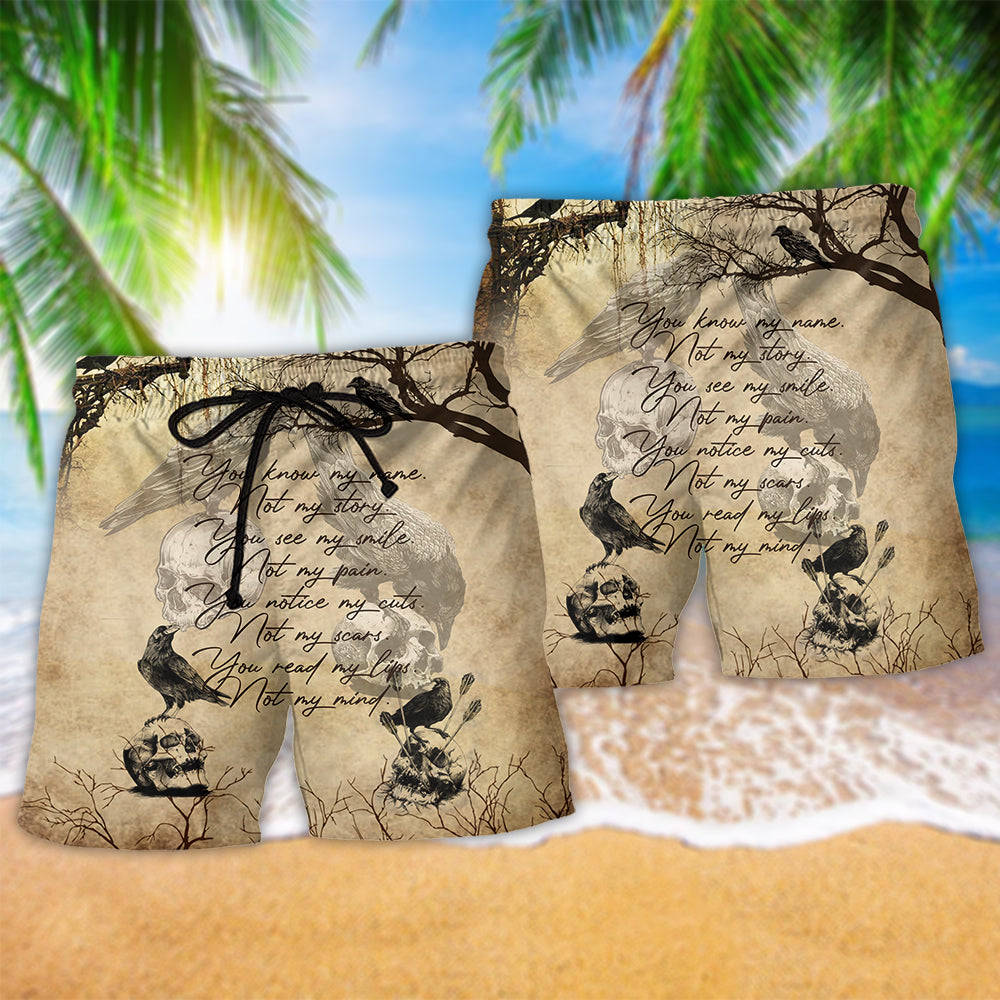 Viking Raven You Know My Name Not My Story Beach Shorts For Weekend Adventures And Comfort
