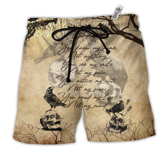 Viking Raven You Know My Name Not My Story Beach Shorts For Distinctive Warm Weather Style