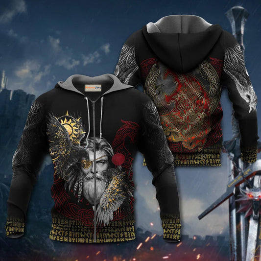 Viking Ravens Father Hoodie For Mythic Artwork Casual Days And Outdoor Exploration