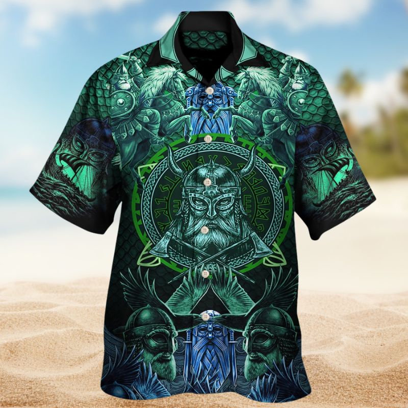 Viking Nordic Hawaiian Shirt For Coastal Travel, Casual Events, And Comfortable Summer Wear