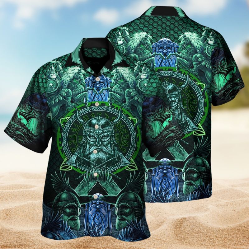 Viking Nordic Hawaiian Shirt For Coastal Travel, Casual Events, And Comfortable Summer Wear