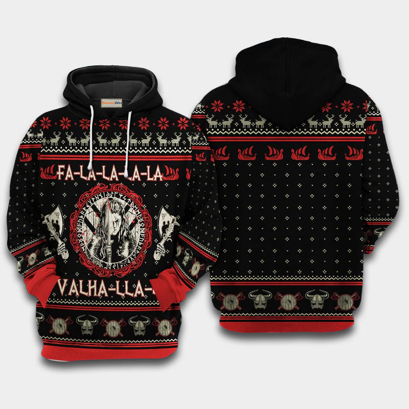 Black Red Viking Shieldmaiden Hoodie For Bold Streetwear Outdoor Trips And Mythology Enthusiasts