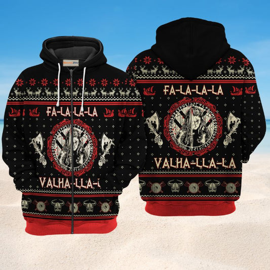 Black Red Viking Shieldmaiden Hoodie For Mythic Artwork Casual Days And Outdoor Exploration