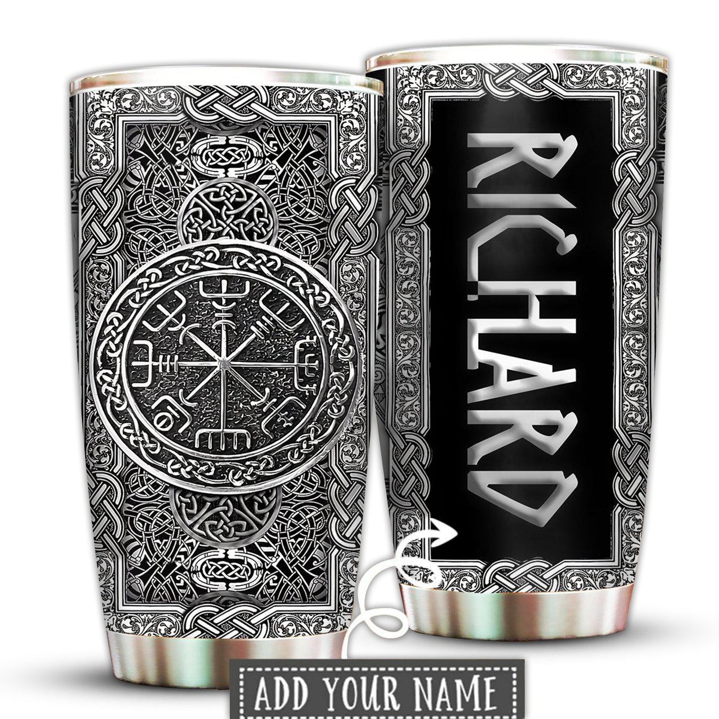 Viking Sign Silver Personalized 20 Oz Tumbler For Coffee Travel And Daily Drinks