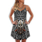 Viking Sign V-Neck Sleeveless Cami Dress For Festivals And Relaxed Warm Weather Style