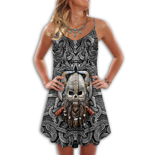 Viking Sign V-Neck Sleeveless Cami Dress For Festivals And Relaxed Warm Weather Style