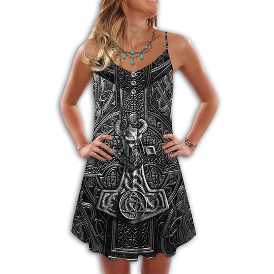 Viking Summer Vibes Style – Women's Summer Sleeveless V-Neck Camisole Dress