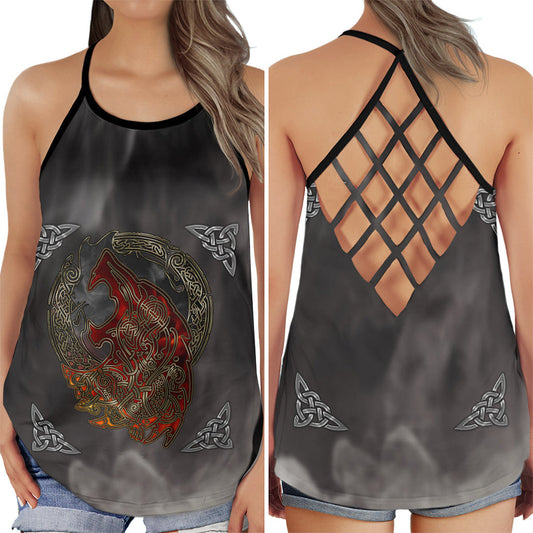 Viking Strong Red Wolf Hollow Tank Top For Fitness Sessions And Daily Wear